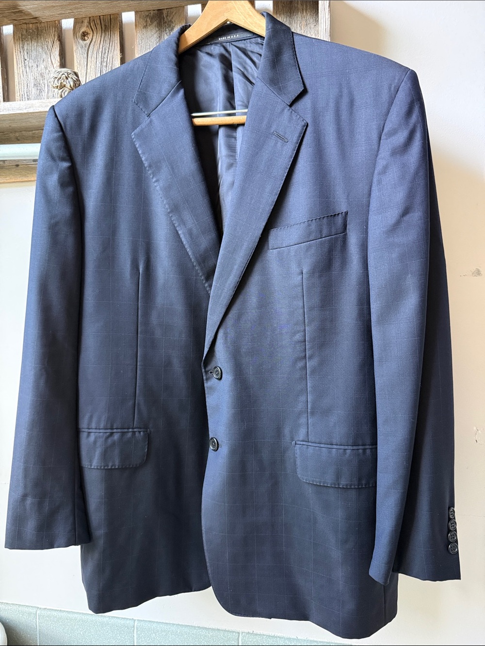 Hickey-Freeman Deep Navy Windowpane Two-Button Blazer